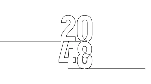 2048 year continuous single one line art animation vertically numbers video Video stock 314695865