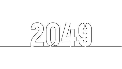 2049 year continuous single one line art drawing animation numbers video Video stock 313397813