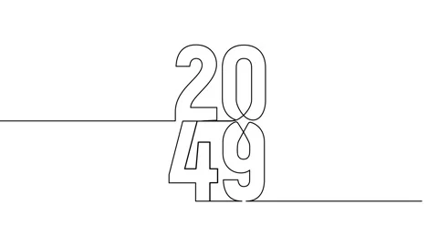 2049 year continuous single one line art animation vertically numbers video Stock Footage 314695869