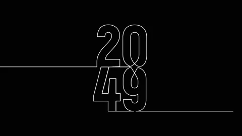 2049 year continuous single one line art animation vertically numbers video Stock Footage 314695870