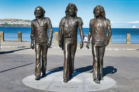Bee Gees statue on Douglas Promenade xkwx sea, sky, blue, water, ocean, travel, landscape, coast, tourism, city, vacation, beautiful, island, panorama, europe, view, landmark, bee gees statue, the bee gees, pop group, barry gibb, maurice gibb, robin gibb, the gibbs, music, douglas promenade, birthplace, loch promenade, bronze statues, Artist Andy Edwards, culture, isle of man, stayin alive