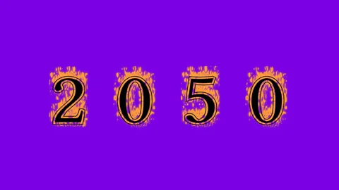 2050 fire text effect violet background Stock Footage 136066247