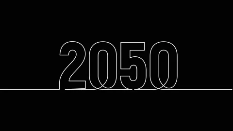 2050 year continuous single one line art drawing animation numbers video Stock Footage 313397816