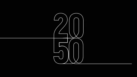 2050 year continuous single one line art animation vertically numbers video Stock-Footage 314695876
