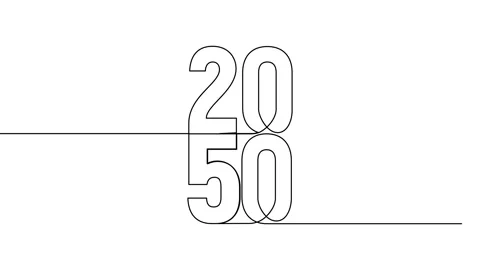 2050 year continuous single one line art animation vertically numbers video Stock Footage 314695881