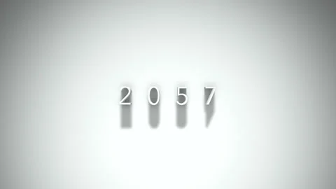 2057 3D title animation with shadows on a white background Stock Footage 296797604