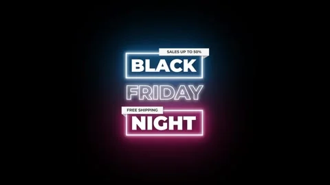 206 Animation Text Label Banner Neon Black Friday Sale 50 库存影片 301716412