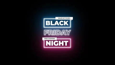 206 Animation Text Label Banner Neon Black Friday Sale 90 库存影片 301716509