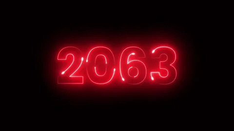 2063 year text glowing neon icon animation isolated on black background Stock Footage 325084161