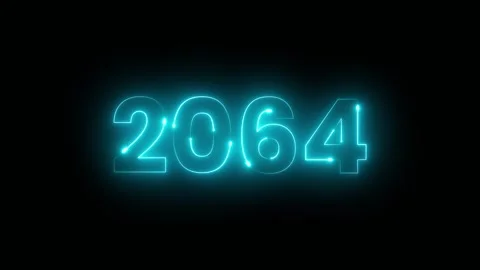 2064 year text glowing neon icon animation isolated on black background Stock Footage 325084480