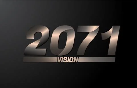 2071 with vision text, vision 2071 new year vector isolated on black backgrou Stock Illustration