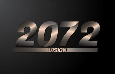 2072 with vision text, vision 2072 new year vector isolated on black backgrou Stock Illustration