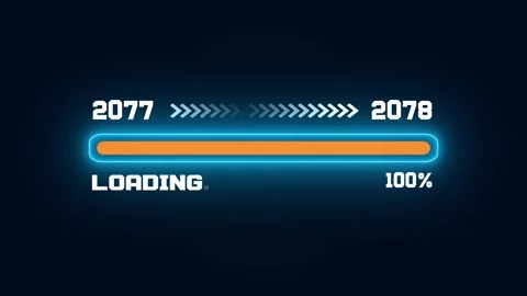 2077-2078 New Year Loading Bar Animation with Minimalist Percentage UI Stock Footage 326980869