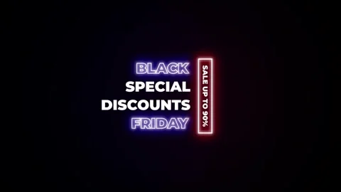 208 Animation Text Label Banner Neon Black Friday Sale 90 Video stock 301716787