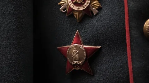 208 Order of the Red Star, The Great Patriotic War, Mikhail Kutuzov Red Army Stock Footage 124612822