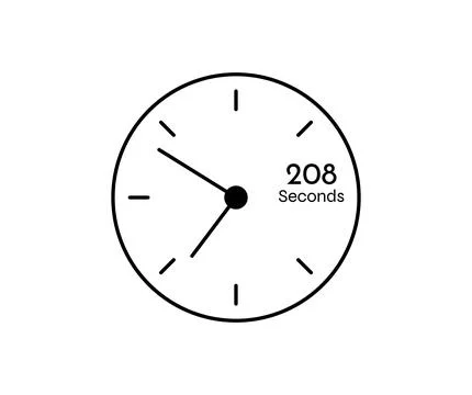 208 seconds Countdown modern Timer icon. Stopwatch and time measurement ima.. Illustrazione stock