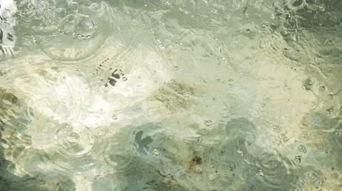 2082 Rain Drops Falling in Pool in Slow Motion  Stock Footage 40861340