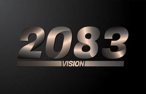 2083 with vision text, vision 2083 new year vector isolated on black backgrou Stock Illustration