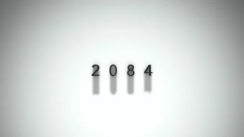 2084 3D title animation matte black text on a white background Stock-Footage 300715152