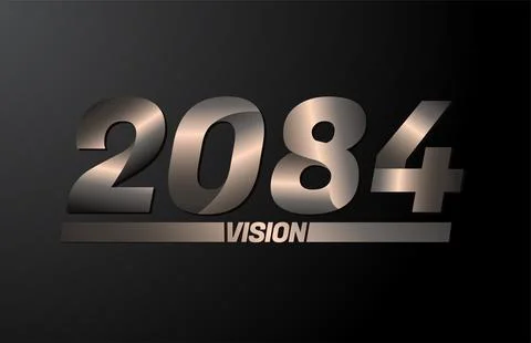 2084 with vision text, vision 2084 new year vector isolated on black backgrou Stock Illustration