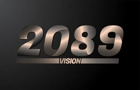 2089 with vision text, vision 2089 new year vector isolated on black backgrou Stock Illustration