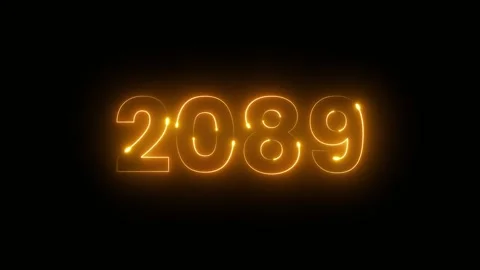 2089 year text glowing neon icon animation isolated on black background Stock Footage 325084400
