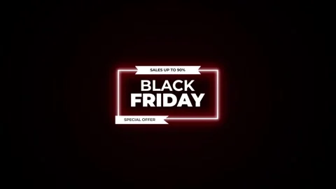 209 Animation Text Label Banner Neon Black Friday Sale 90 库存影片 301716877