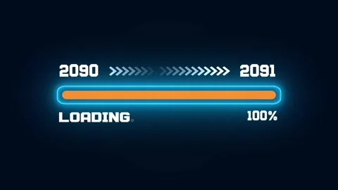 2090 to 2091 Futuristic Digital Progress Bar with Film Frame and Percentage Stock Footage 326980929
