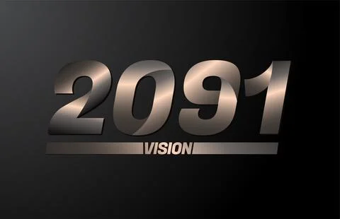 2091 with vision text, vision 2091 new year vector isolated on black backgrou Stock Illustration