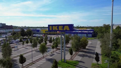 20.9.25 Berlin Ger, Large IKEA Sign, Store. Wonderful aerial view flight drone Stock Footage 317760848