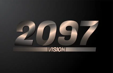 2097 with vision text, vision 2097 new year vector isolated on black backgrou Stock Illustration