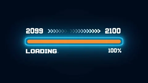 2099 to 2100 Century Transition with Loading Bar Future Data Screen Stock Footage 326980957