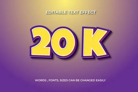 20k 3d editable text effect Illustrazione stock