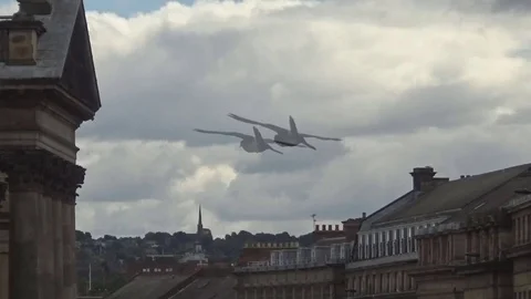 20s clouds,street,birds Stock Footage 79286100