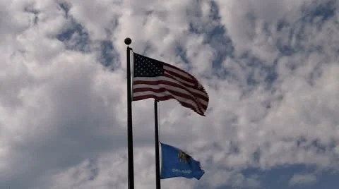 20s oklahoma us flags cloudy silent Stock Footage 8848498