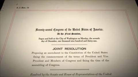 20th Amendment US Constitution Aged Inaguration Paper Document 2 Stock Footage 339354830