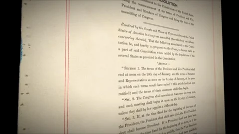 20th Amendment US Constitution Aged Inaguration Paper Document 3 Stock Footage 339354851