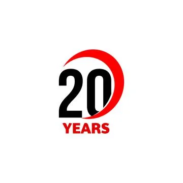 20th Anniversary abstract vector logo. Twenty Happy birthday day icon. Black 스톡 일러스트
