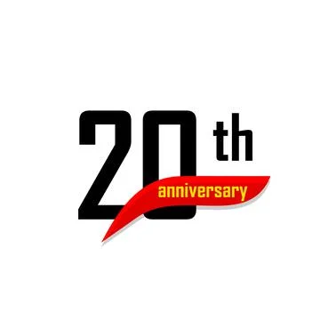 20th Anniversary abstract vector logo. Twenty Happy birthday day icon. Black Stock Illustration