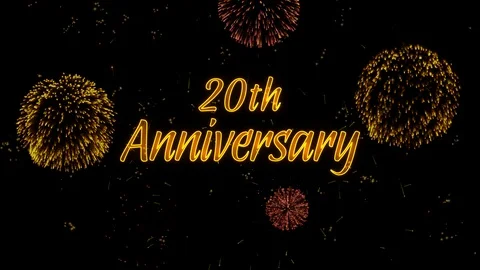 20th Anniversary Greeting text with particles, colored fireworks, sparks 動画素材 99057988