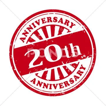 20th anniversary grunge rubber stamp Stock Illustration