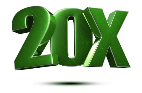 20x green 3d rendering on the white background.(with Clipping Path). Stock Illustration