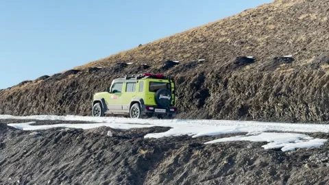 21-20-24, India, Navigating the Challenging Terrain: SUVs in Hikkim Winter Spiti Video stock 265556346