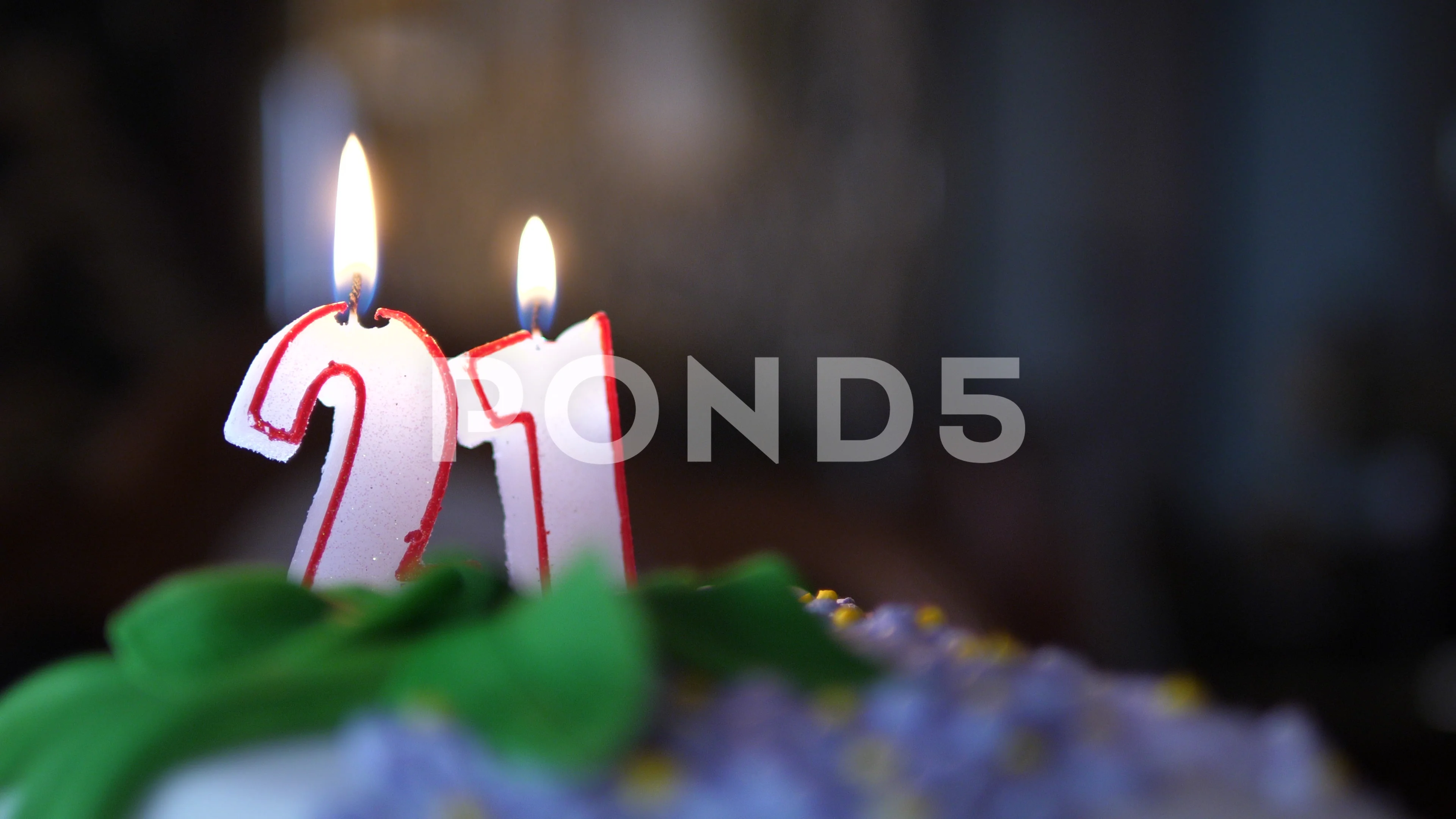 21 Birthday cake. Candles number twenty ... | Stock Video | Pond5