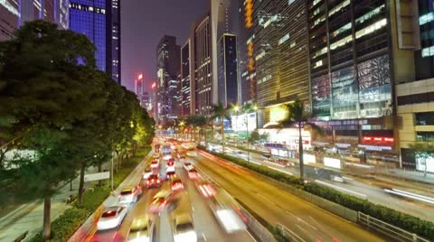 21 Car traffic on the road between  skyscrapers Vídeo Stock 10738807