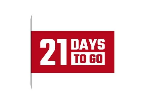 21 days to go red vector banner illustration isolated on white background Stock Illustration