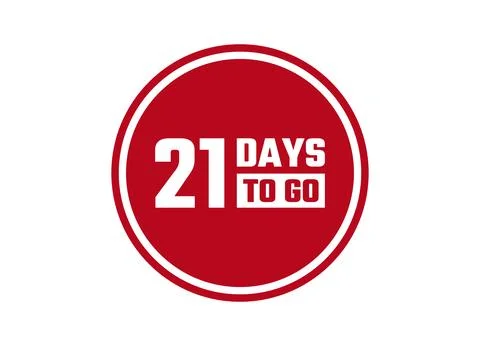 21 days to go red vector banner illustration isolated on white background Stock Illustration
