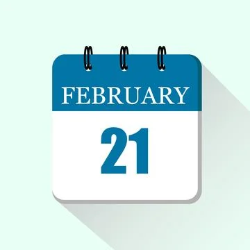 21 February Vector flat daily calendar icon. Date and month. Ilustração Stock