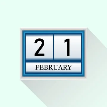 21 February Vector flat daily calendar icon. Date and month. Ilustração Stock
