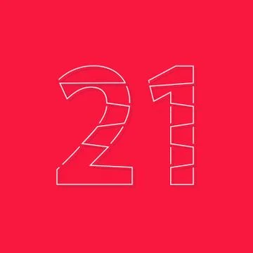 21 font, linear stroke number. Modern trendy, creative style design. For logo Stock Illustration